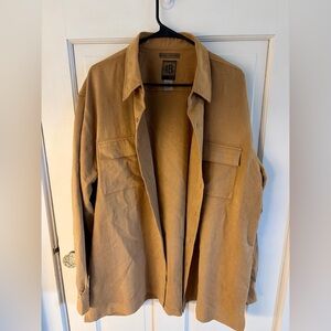 Bruno Tan Sueded Microfiber Oversized Shacket Button Up Cozy Jacket XL